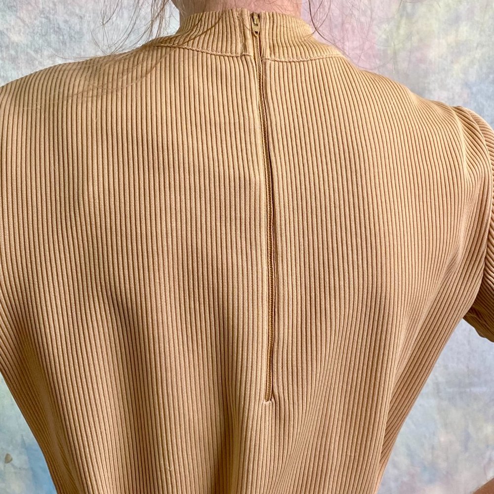 Vintage 70s/60s Mod high neck Belted Tunic Top - Picture 3 of 6
